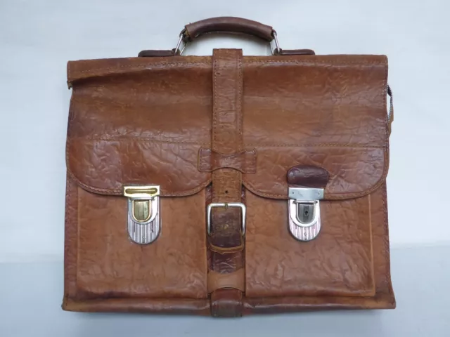 alte Aktentasche Ledertasche Schultasche Arbeitstasche Tasche Leder vintage DDR?