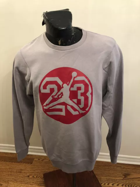 Hombres Michael Jordan Gris Baloncesto Sudadera Grande #23