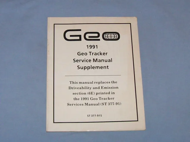 1991 Geo Tracker Driveability Emissions Service Manual Supplement repair