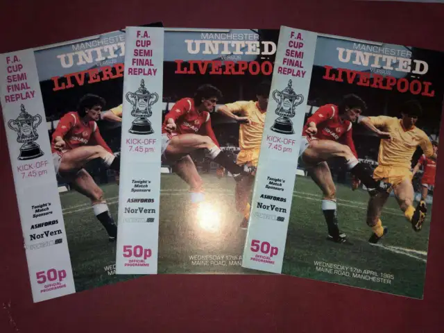 FA CUP SEMI-FINAL REPLAY, 1984/1985, a football programme from the fixture Manch