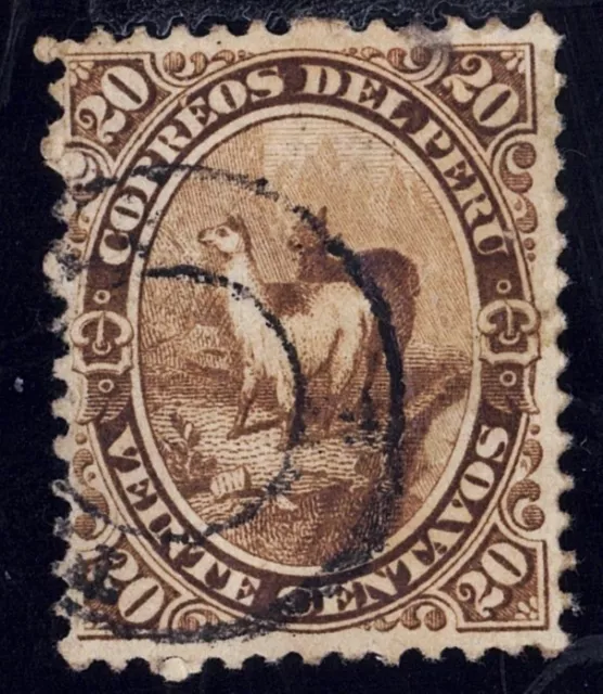 PEROU   N° : 12   -  vente centimos- year 1866 -    USED    -  cv : 11 €