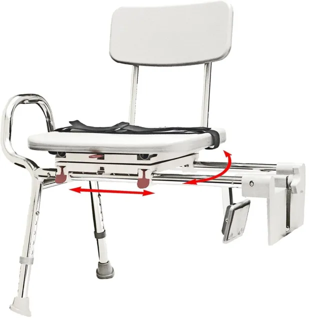 Eagle 77762 Snap-N-Save Sliding Tub-Mount Transfer Bench with Swivel Seat