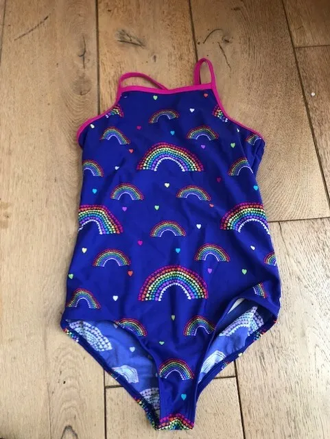 lands end purple rainbow unicorn swimsuit 11 to 12 new