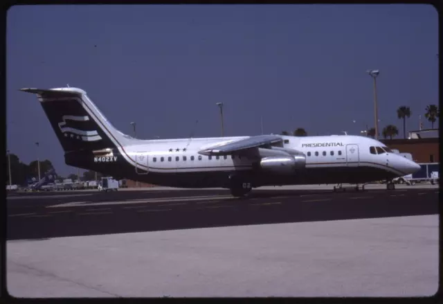 35 mm AIRCRAFT SLIDE N402XV Presidential Airways BAe 146-200 DATED 1988 #6508