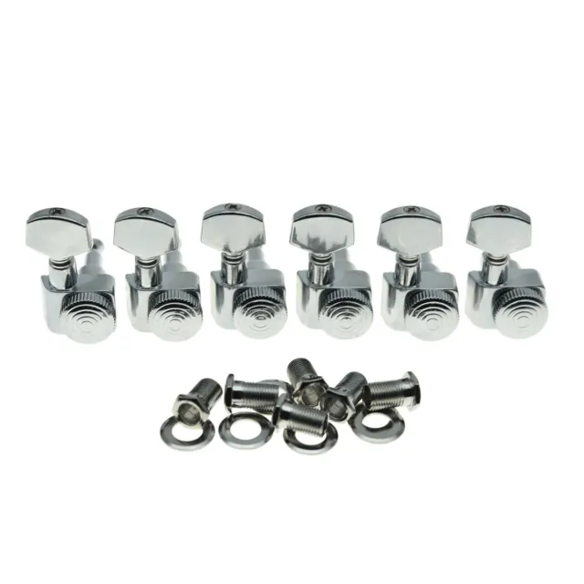 Chrome 6 Inline 2 Pin Locking Tuning Keys Pegs Tuners Fits USA Fender Strat Tele