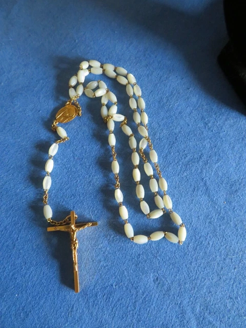 Ancien Chapelet Neuf - 59 Perles En Cristal Bleu/Violet - Fabriqué En France - French Rosary