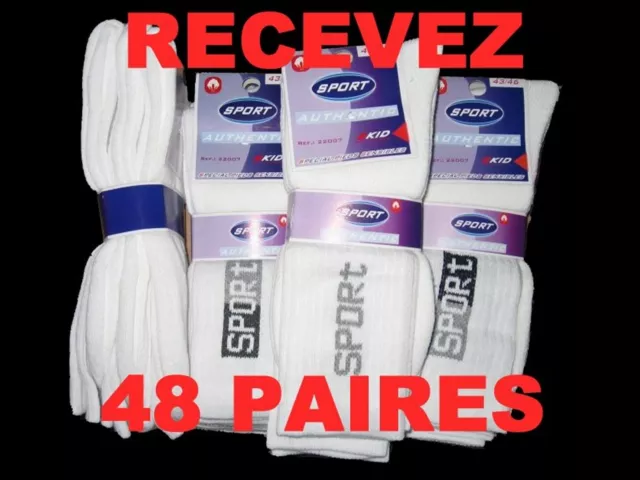 Lot De 48 Paires De Chaussettes De Sport / Tennis - Coton Majoritaire