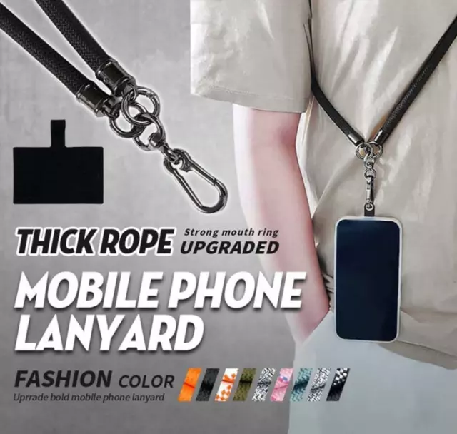 Thick Rope Cell Phone Lanyard Spacer, Anti Phone Theft Strap for iPhone
