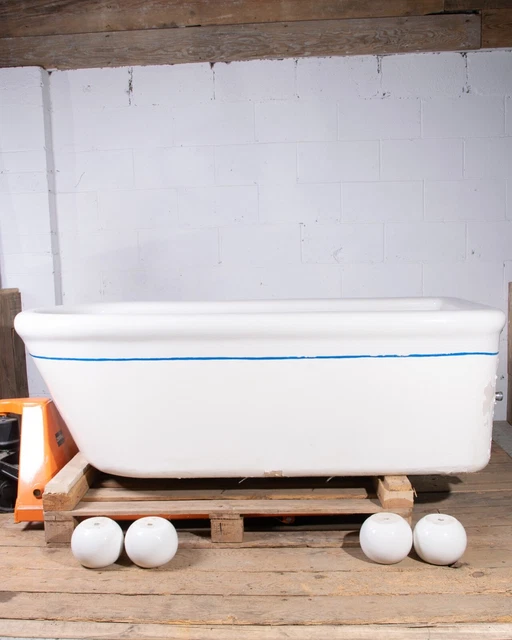 ANTIQUE FIRECLAY PORCELAIN Ceramic Art Deco Jacob Delafon Bath Bathtub ...