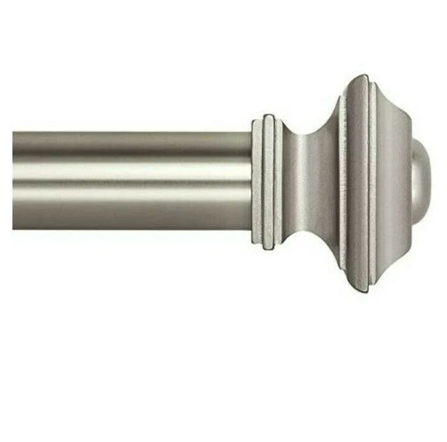 Ivilon Drapery Window Curtain Rod - Square Design 1 1/8" Rod 48-86" Satin Nickel