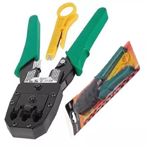 RJ45 Crimping Tool Cat5e Cat6 Cat7 Network Ethernet Cable Crimp Cutter Stripper