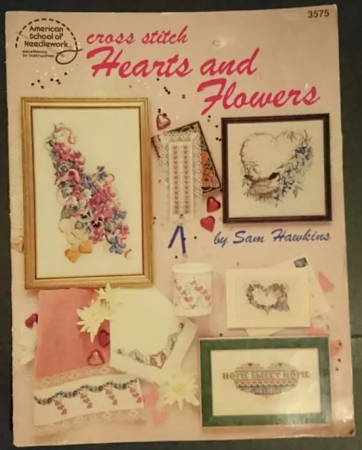 CROSS STITCH PATTERN BOOK - HEARTS and FLOWERS - 18 Mixed Designs - LOOK!