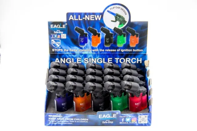 Eagle 45 Degree Angle Torch Jet Flame Refillable Lighter With Safe Top Lot of 4