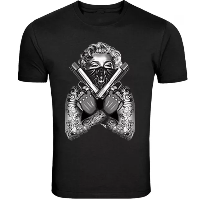 marilyn monroe tattoo guns S - 5XL T-Shirt Tee