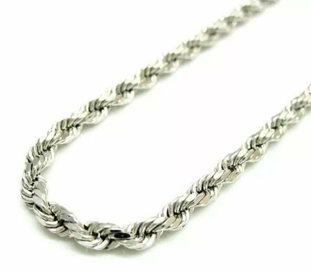 Solid 925 Sterling Silver Italian Rope Chain Mens Necklace 5mm - Diamond Cut