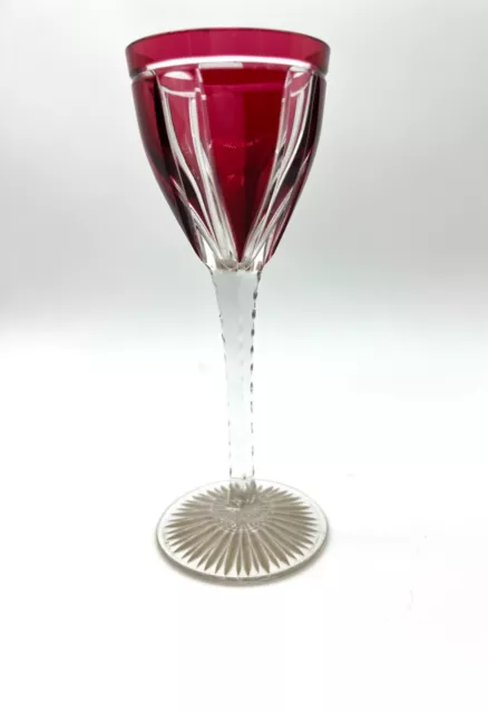 2 verre vin roemer en cristal rouge Saint Louis 3