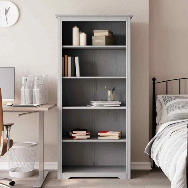Vidaxl Libreria BODO 5 Ripiani 80x38x180 cm Legno Massello Pino Grigia