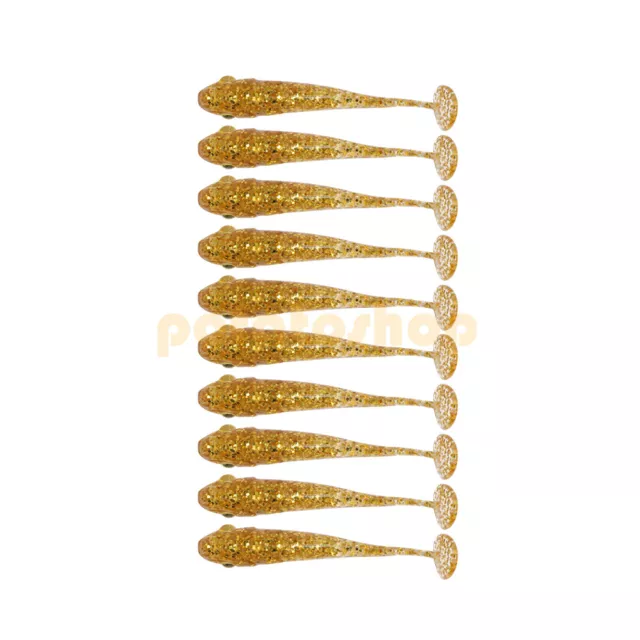 Lot 10 x Micro Fishing Shad Soft Lure Perch Lures Flashing Glitter 4cm Drop Shot 2