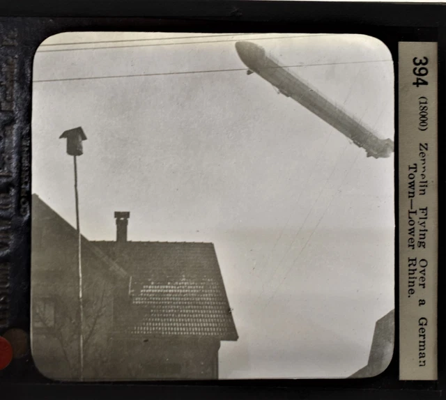 12-394 Magic Lantern Glass Slide Photo Zepplin Balloon Lower Rhine Germany