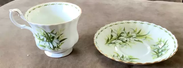 Royal Albert Snow Drops Flower of the Month Series Cup & Saucer Bone China