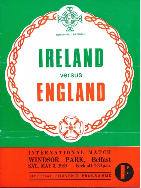 Northern Ireland v England (Home International) 1969 - NO handwriting!