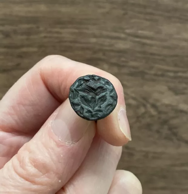 Medieval. 14Th Century Bronze Seal Matrix. A Bird Above Three Leaves Seal Design