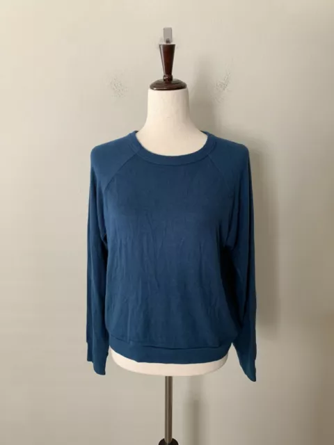 NWT! eberjey Women's Sz S Cozy Time Brushed Modal Sweatshirt Top Indigo Blue 2