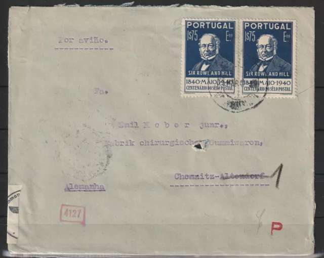 Portugal Firmenbrief Lissabon nach Chemnitz, Zensur 1941 #1099300