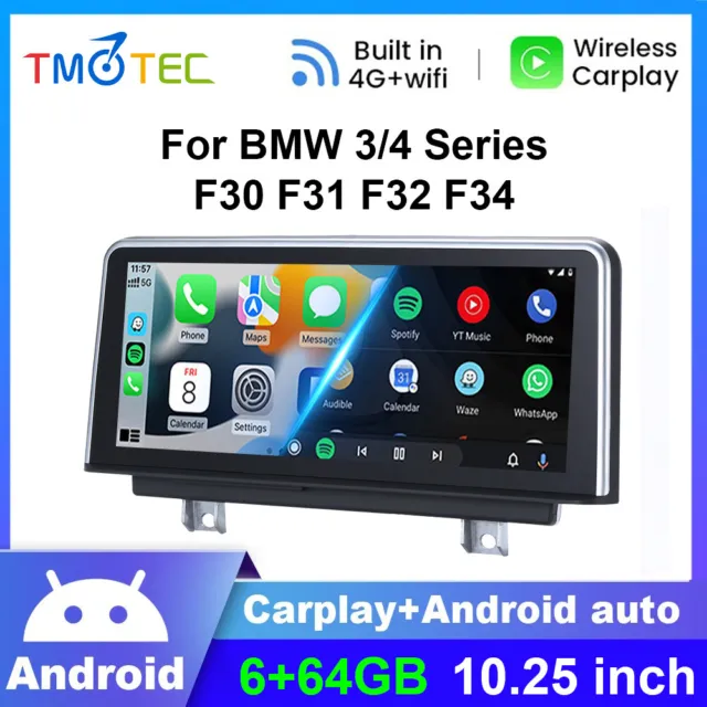 10.25'' Android 13 Car Stereo GPS Sat Nav CarPlay 4G For BMW F30 F31 F33 F36 NBT