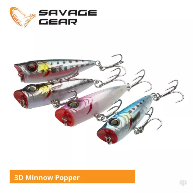 Savage Gear 3D Minnow Popper Lures - Bass Wrasse Perch Pike Sea Fishing Tackle