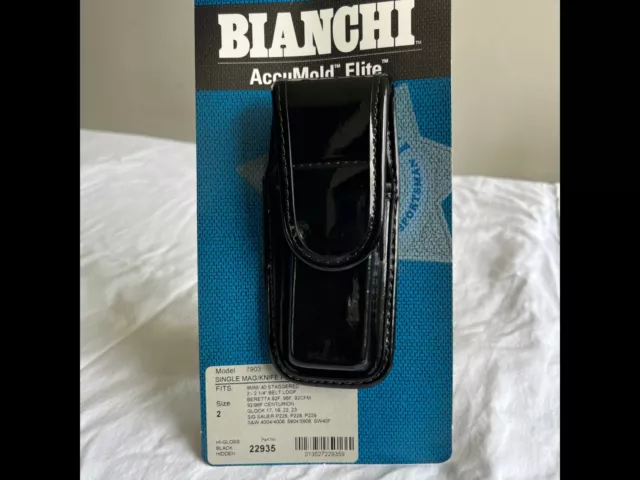 Bianchi AccuMold Elite Single Mag/Knife, Model 7903, Hi- Gloss Black Hidden