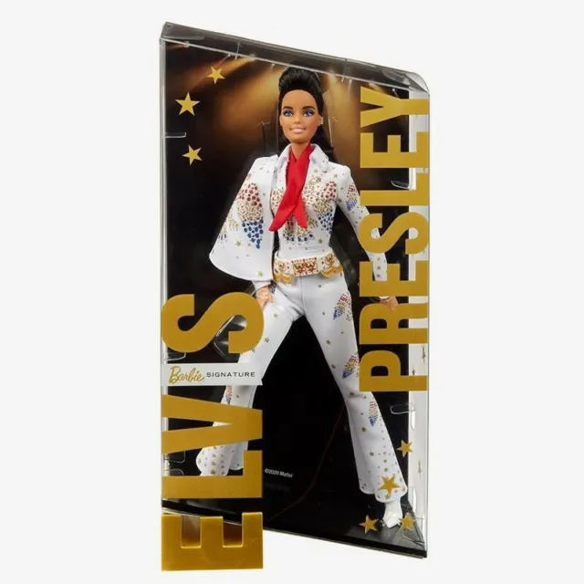 New 2021 Barbie Signature Elvis Presley Barbie Doll in American Eagle Jumpsuit