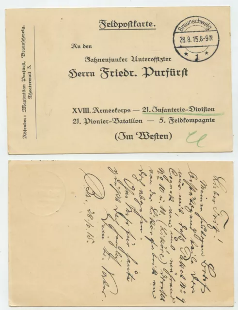 97396 - Postal de campaña - Braunschweig 28.8.1916