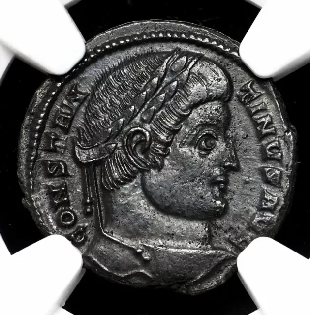 ROMAN EMPIRE. Constantine I "The Great", AD 307-337. Æ Nummus, Campgates, NGC AU