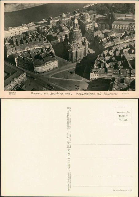Ansichtskarte Dresden Luftbild Frauenkirche Neumarkt 1961 Walter Hahn:13005