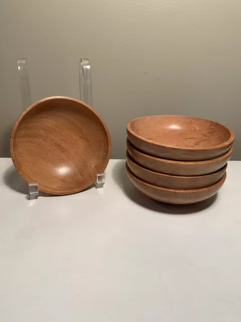 Vintage Wooden 5” Made in Japan Rice/ Salad Bowls Set of 5 - EUC