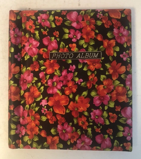 Vintage S.S. Kresge Photo Album Red Black Floral Japan Self Adhesive Kmart 20 pg