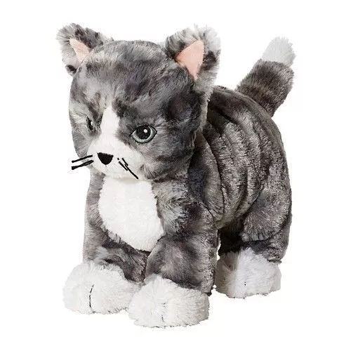 New Ikea Lilleplutt Gray White Cuddly Cat Cuddly Soft Toy Kitten Teddy Gift