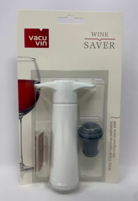 Vacu Vin Vacuum Wine Saver Pump with Wine Stopper - White - NEW