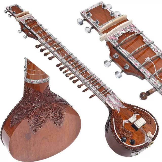 Sitar~Vilayat Khan Style~6 Main, 12 -13 Sympathetic Strings~With Gig Bag, Mizrab