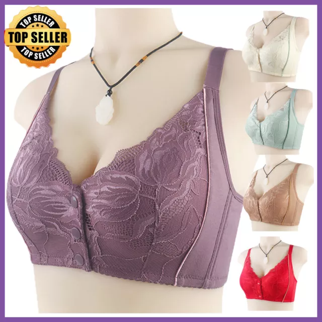 FRONT FASTENING BRA Cotton Rich Ladies Non Wired Non Padded Soft Stretch Uk  Size £11.49 - PicClick UK