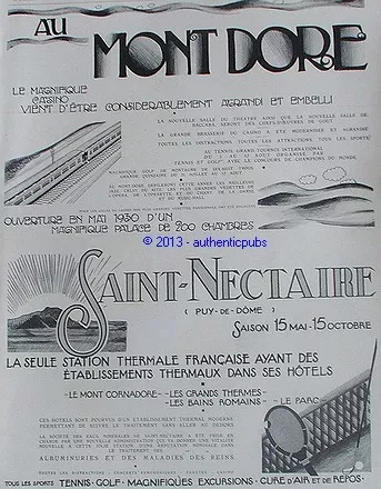 Publicite Mont Dore Casino Saint Nectaire Station Thermale Auvergne De 1929 Ad