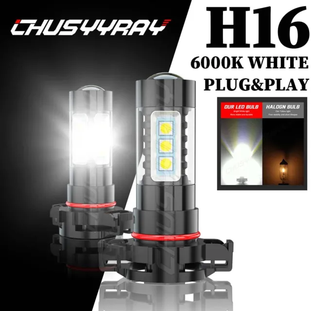 2x 5202 H16 LED Fog Light Bulbs For Chevy Silverado 1500 2007-2015 6000K White