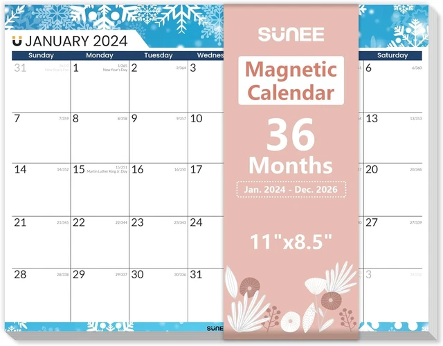 20242025 CALENDAR for Fridge (8.5" X11") from Jan 2024 to Dec