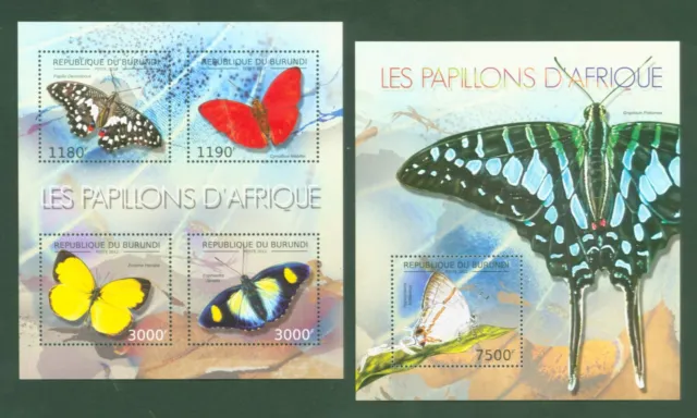 Burundi 2012 - Schmetterlinge - Papillons Butterflies - Nr. 2762-65 + Block 277