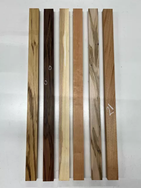 Paquete de 6, multiespecie tablero de madera de stock delgado en blanco | 30"x 1-3/4""x 1"" #21