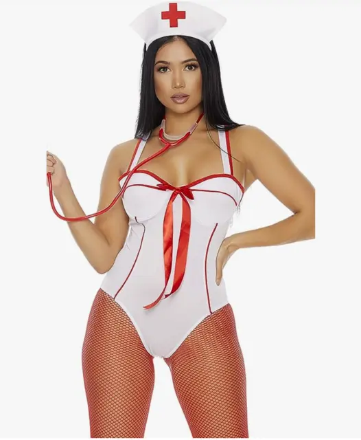 Sexy Forplay In Perfect Health Nurse White Bodysuit Costume 558754