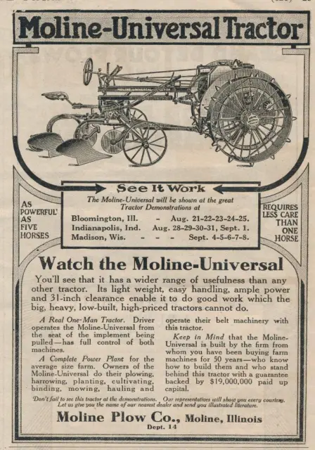 Magazine Ad - 1916 - Moline Plow Co. - Moline,, IL - Universal Tractor