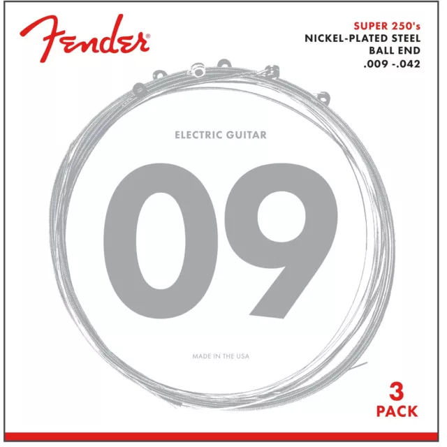 3-SETS of Fender 250L Super 250 Nickel-Plated Steel Light Electric Guitar String