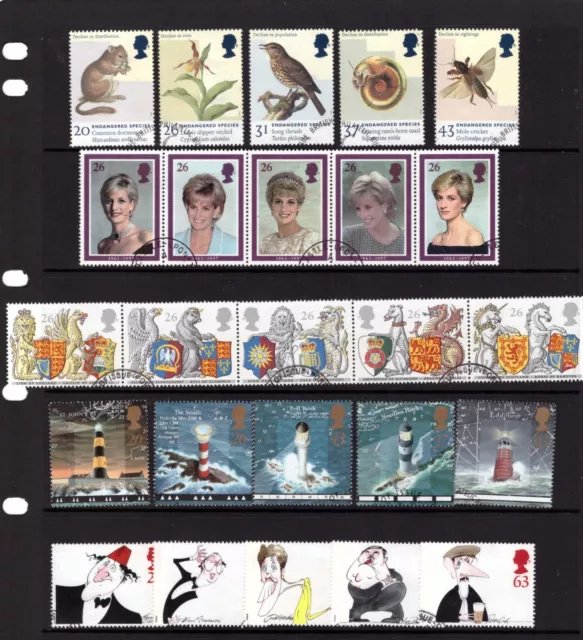 Great Britain 1998 fine used stamps 10 full sets from FDC collection